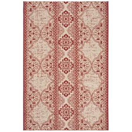 Safavieh 5 ft. 3 in. x 7 ft. 6 in. Beach House Contemporary Rectangle Indoor & Outdoor Area Rugs Red & Creme BHS174Q-5